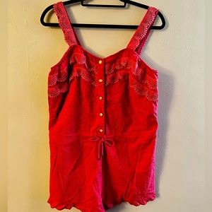 Sperry Romper in Light Red/Deep Pink